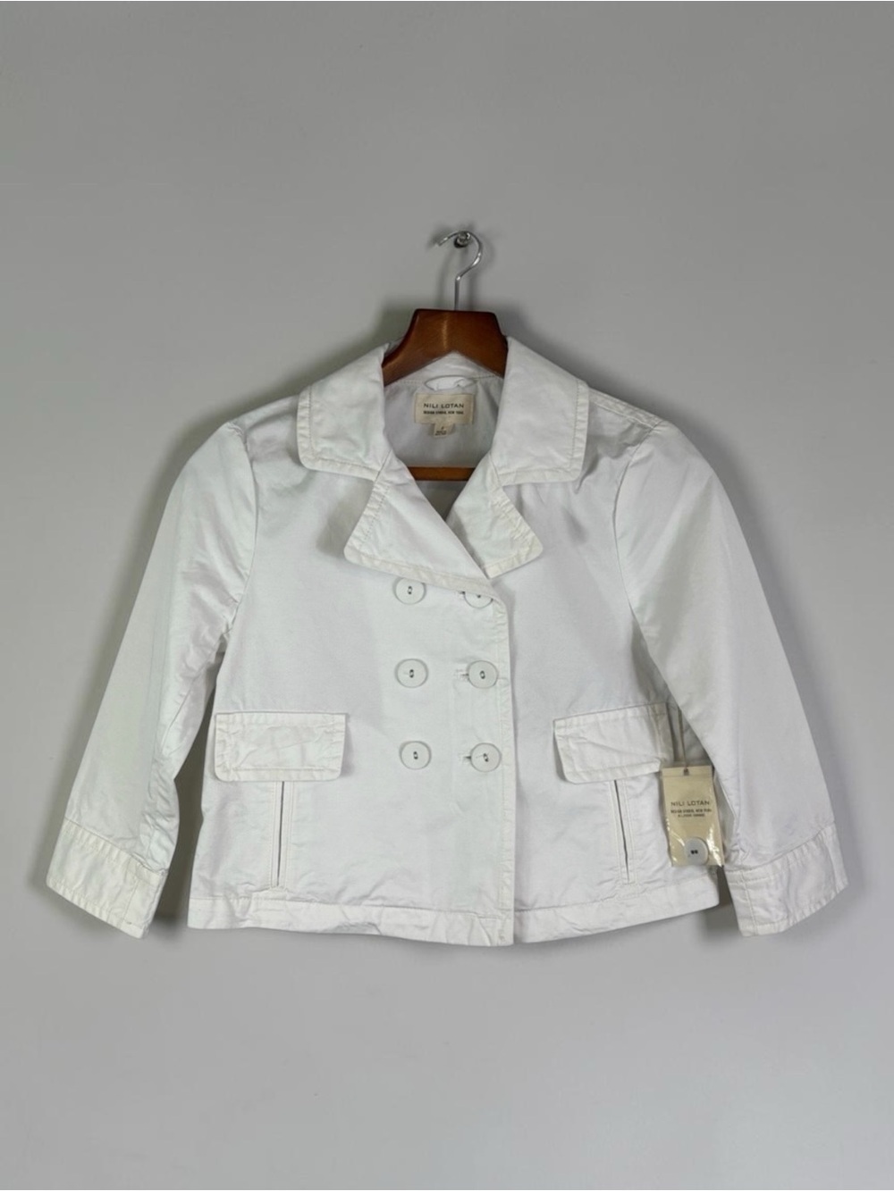 NEW NILI LOTAN Cropped Cotton Ira Jacket Size 2 PFD Condensed 3/4 Sleeve *READ